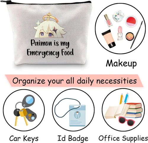 Miniatura 5 de JXGZSO Bolsa de cosméticos inspirada en el anime Paimon is my Emergency Food Traveller Gift Anime Lover Gift, Paimon, Novedad, Diversión, Inspirado