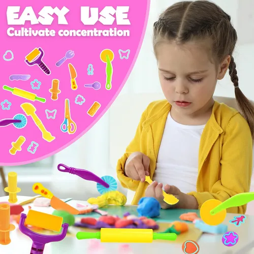 Miniatura 6 de Juego de herramientas de plastilina, 18 piezas de juegos de plastilina para niños de 4 a 8 años, accesorios creativos de plastilina con cortadores
