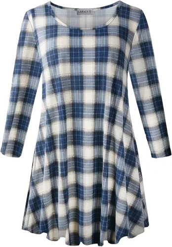 Larace - Blusa de talla extragrande de manga 34 para mujer, top holgado tipo túnica con corte acampanado