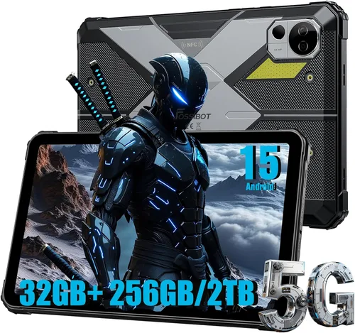 FOSSIBOT DT3 5G Android 15 Tablet resistente, 32 GB+256 GB de almacenamiento, batería de 21560 mAh, tableta Windows resistente, tableta impermeable