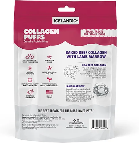 Miniatura 2 de Icelandic+ Colágeno Puffs: Colágeno de carne horneada con médula de cordero 1.3 oz – Golosinas para perros pequeños, picaduras de proteína
