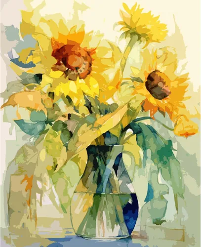 Miniatura 2 de Tucocoo Kits de pintura por números de girasoles de 16 x 20 pulgadas, lienzo digital para adultos, pintura al óleo digital con pinceles y pigmento