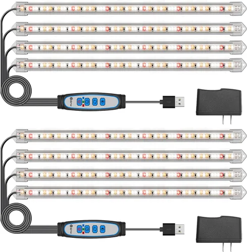 Miniatura 10 de Kullsinss Luces de cultivo para plantas de interior, tiras de luz de crecimiento de plantas de espectro completo de 16 pulgadas con temporizador