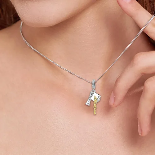 Miniatura 4 de QeenseKc Búho Graduate Cap Scroll Diploma Charm Beads para Pandora Charms Pulsera Collar, cobre, Cobre, Pa_Dangle-2_Graduation