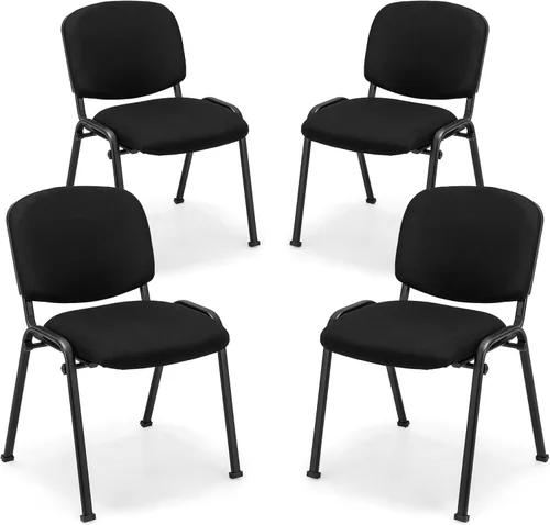 Miniatura 11 de COSTWAY Juego de 8 sillas de sala de espera, sillas de conferencias apilables con asiento y respaldo tapizados, sillas ergonómicas de recepción
