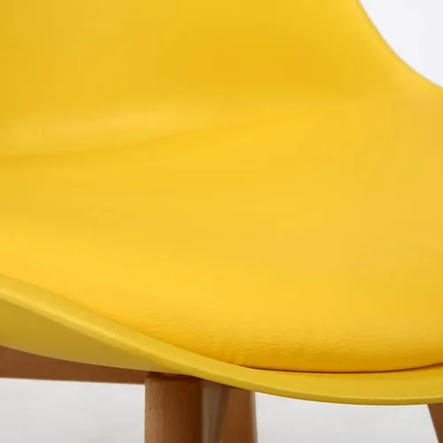 Miniatura 9 de LSSBOUGHT Sillas de comedor modernas de mediados de siglo, silla auxiliar de plástico con acolchado suave y patas de madera para comedor, sala