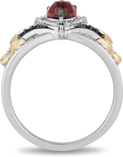 Miniatura 3 de Enchanted Disney Fine Jewelry 10K Yellow Gold and Sterling Silver with 15 Cttw Diamond and Red Garnet Evil Queen Ring