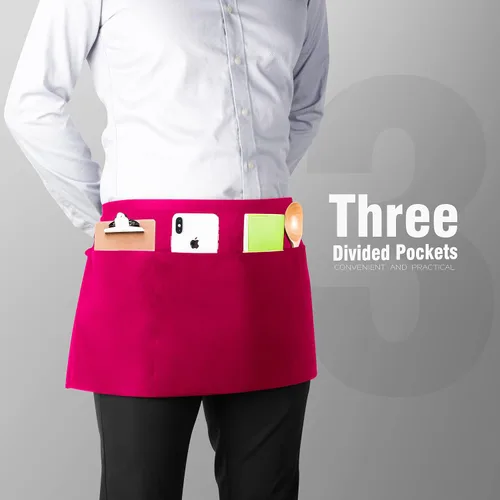 Miniatura 2 de Xornis Waist Aprons with 3 Pockets Waitress Server Waiter Half Short
