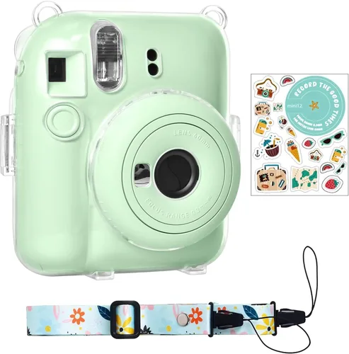 Miniatura 8 de Rieibi Funda transparente compatible con Fuji Instax Mini 12 – Funda con purpurina para cámara instantánea Fujifilm Instax Mini 12 con bolsillo