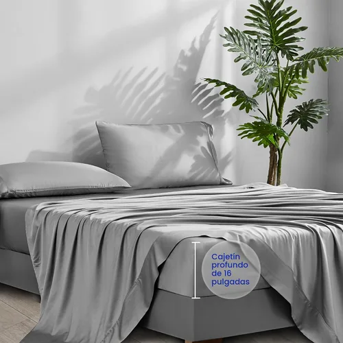 Miniatura 5 de ACCURATEX Sábanas refrescantes tamaño King: viscosa hecha de bambú, juego de sábanas frescas y sedosas para cama tamaño King, sábanas súper suaves