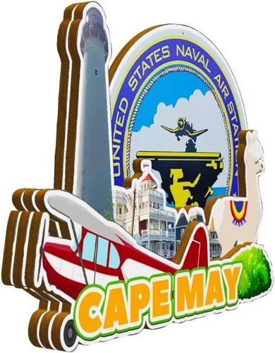 Miniatura 2 de Cape May New Jersey - Imán de nevera de madera 3D, monumentos de viaje, coleccionables, recuerdos, decoración hecha a mano -2903
