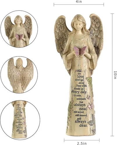 Miniatura 7 de Estatua de ángel de resina para jardín con mariposa, decoración de patio y césped, escultura impermeable al aire libre, adorno para ángel, regalos
