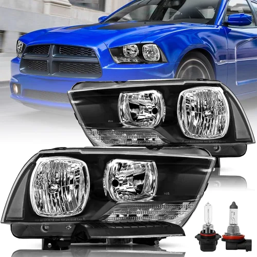 Miniatura 17 de Conjunto de faros halógenos compatible con Dodge Charger 2015-2023 con doble barra LED DRL, par izquierdo del conductor izquierdo