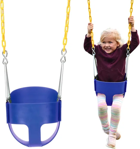 Miniatura 10 de Eastern Jungle Gym Asiento de columpio tipo cubeta para niños pequeños, cadenas cubiertas, ensamblado Verde