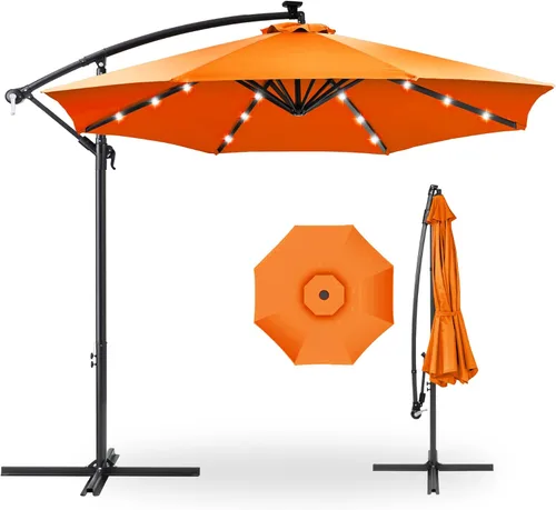 Miniatura 36 de Best Choice Products - Paraguas solar LED de 10 pies para colgar en el mercado o patio Gris