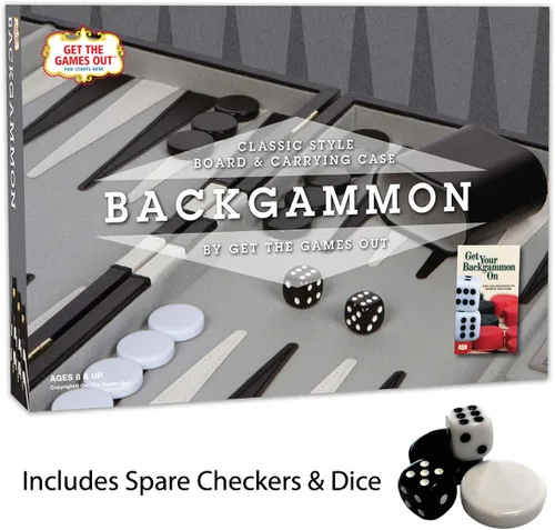 Miniatura 8 de Get The Games Out Juego de Backgammon, Estuche de Juego de Mesa Clásico, 2 Jugadores, Incluye Guía de Estrategia y Consejos, Perfecto para Fiestas