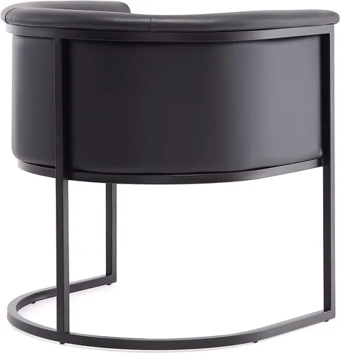 Miniatura 6 de Manhattan Comfort Bali - Silla de comedor de piel sintética, diseño Art Deco moderno con silueta escultórica, marco de metal, cojines acolchados