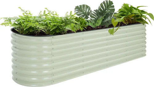 Miniatura 11 de VEIKOU Cama de jardín elevada de 8 x 2 x 1 pies, maceta galvanizada, cama de jardín modular 9 en 1 para verduras al aire libre, flores, gris