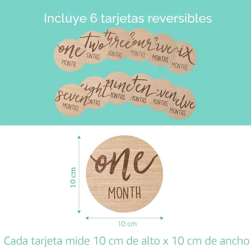 Miniatura 5 de Kate & Milo Discos marcadores mensuales de hitos para bebés, accesorios de fotos reversibles, tarjetas de crecimiento del bebé y embarazo, 1 a 12
