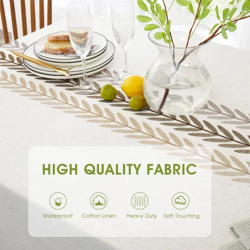 Miniatura 4 de QIANQUHUI Mantel bordado para mesa de comedor, a prueba de polvo, a prueba de derrames, resistente a la suciedad, manteles rectangulares de algodón