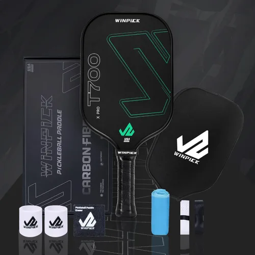 Miniatura 7 de Paleta de pickleball T700 de fibra de carbono cruda, raqueta de pickleball termoformada con núcleo de panal de polipropileno de 0.63 pulgadas, X PRO