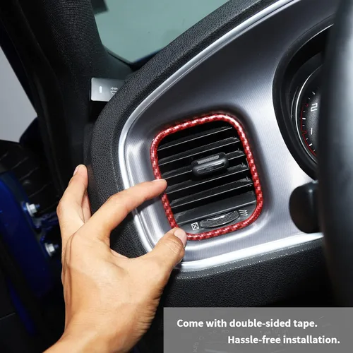 Miniatura 7 de Hoolcar Cubierta de Moldura de Ventilación del Panel de CA de Control Central del Aire Acondicionado para Dodge Charger 2011-2020, Fibra de Carbono