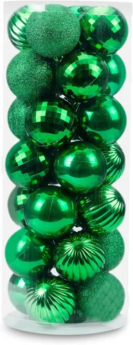 Miniatura 7 de Adornos de bola de Navidad de tamaño pequeño de 28 piezas irrompibles en 4 acabados clásicos para decoración del árbol de Navidad