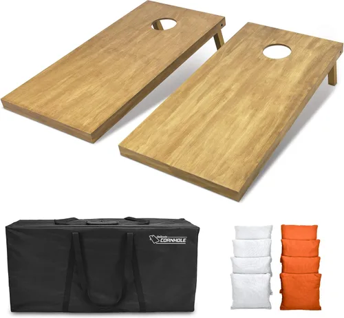 Miniatura 56 de GoSports 4 ft x 2 ft Regulation Size Wooden Cornhole Boards Set with Light Brown Finish - Includes Carrying Case and Bean Bags Negro- gris