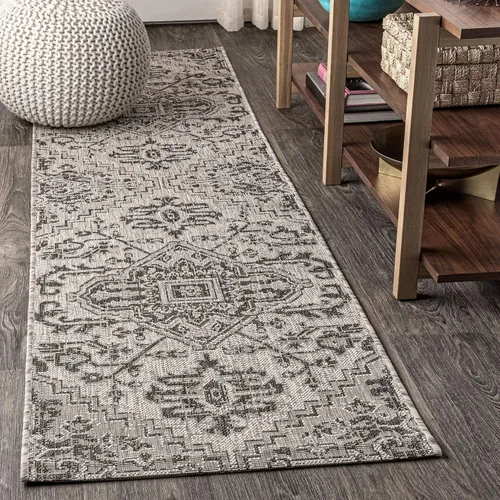 JONATHAN Y SMB105D-28 - Alfombra pasillo Estrella con medallón bohemio tejido texturizado interior/exterior, estilo costero rústico glamuroso, fácil