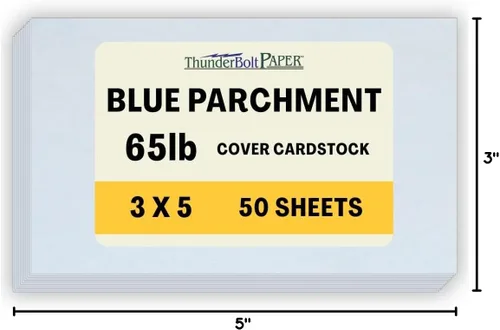 Miniatura 10 de 50 papel de pergamino azul de 65 libras de peso de cubierta – 3 x 5 pulgadas (3 x 5 pulgadas) foto Tarjeta Tamaño del marco- Hojas de cartulina