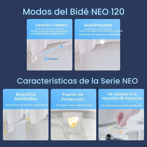 Miniatura 3 de Luxe Bidet Neo 120 (serie elite). Boquilla de autolimpieza. Accesorio de bidé mecánico no eléctrico de agua dulce para baño con fuertes válvulas