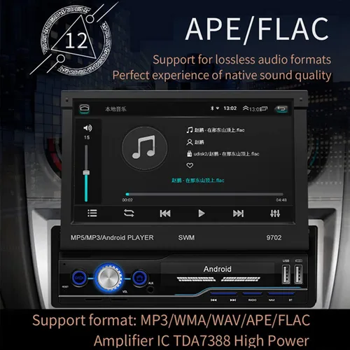 Miniatura 8 de Radio de coche 1 DIN MP5 reproductor de 7 pulgadas Bluetooth HD GPS pantalla retráctil USB iOS Android 8.1 navegación cámara de visión trasera