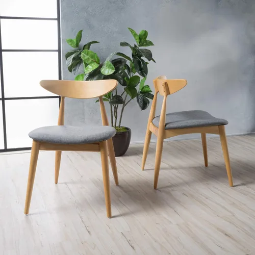 Miniatura 2 de GDFStudio Christopher Knight Home Barron - Sillas de comedor de tela con acabado de roble, juego de 2 piezas, gris y roble