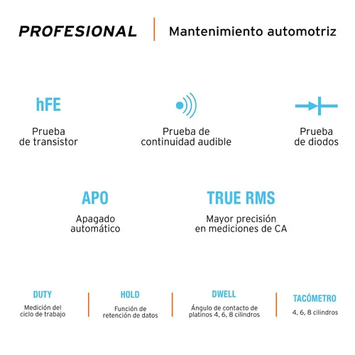Miniatura 5 de TRUPER MUT-105 Multímetro digital profesional para mantenimiento automotriz