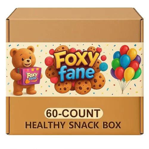 Miniatura 2 de Foxy Fane Caja de regalo navideña de 60 unidades, surtido de 60 bocadillos y golosinas saludables, paquete variado perfecto para el regreso a