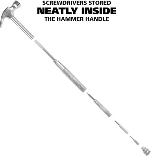 Miniatura 3 de GreatNeck - Martillo 5 en 1, regalo para el día de la madre, destornillador multiherramienta integrado, chapado en cromo para resistir el óxido