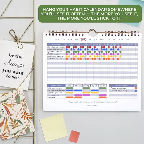 Miniatura 3 de Calendario de hábitos de leyenda para rastrear hábitos diarios, rastreador motivacional para rastrear hábitos atómicos, 2 años, sin fecha, 10 x 8