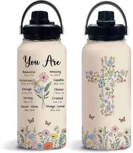 Miniatura 10 de Regalos cristianos para mujeres, Botella de agua de 32oz Hijo de Dios con tapa, regalo navideño inspirado en la fe basado en la Biblia para ella
