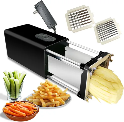 Cortador Eléctrico de Papas Fritas, Cortador Profesional de Papas Fritas Comercial y Doméstico, Cortador de Papas con Cuchilla de 1/2 Pulgada y 3/8