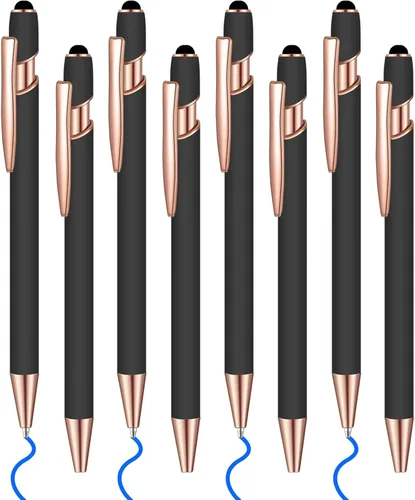 Miniatura 15 de 8 piezas de bolígrafo de tinta azul con punta de lápiz capacitivo 2 en 1 bolígrafo de metal con lápiz capacitivo para pantallas táctiles
