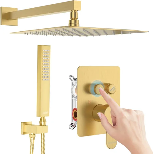 Miniatura 10 de Shower Faucet Set Brushed Nickel Shower System, Dual Head Shower Set STARBATH 12'' Ceiling Mount and 6''Wall Mount Rainfall Shower Systems with