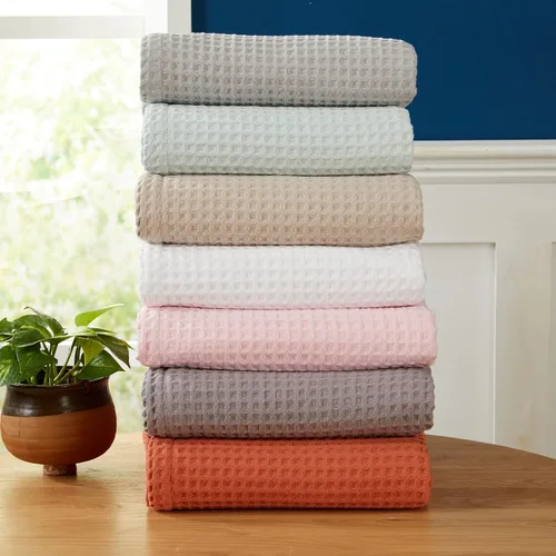 Miniatura 6 de Manta de cama 100% algodón con tejido gofrado Manta suave, transpirable y ligera para todas las estaciones Perfecta para acolchado Colección