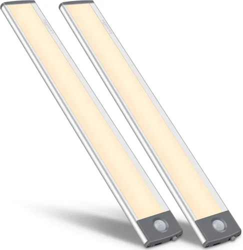 54-LED Luz de armario con sensor de movimiento, iluminación debajo del mostrador, luces de noche de cocina recargables por USB, alimentadas por Luz