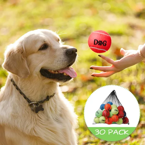 Miniatura 6 de Yunsailing 30 pelotas de tenis pequeñas para perros de 2.5 pulgadas, bolas coloridas para perros, juguetes a granel fáciles de atrapar