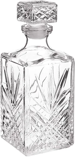 Miniatura 12 de Bormioli Rocco Capitol - Decantador de vidrio, tapón geométrico hermético, decantador de whisky de 23.75 onzas para vino, bourbon, brandy, licor