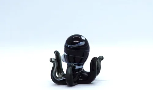Miniatura 6 de Pulpo diminutas micro figuras sopladas a mano de vidrio de color arte animales coleccionables regalo decoración del hogar (negro)