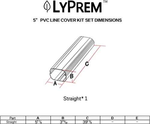 Miniatura 2 de LyPrem Kit de cubierta de línea de PVC, accesorios para mini división sin conductos (paquete de 2 conductos rectos de 5 pulgadas, blanco)