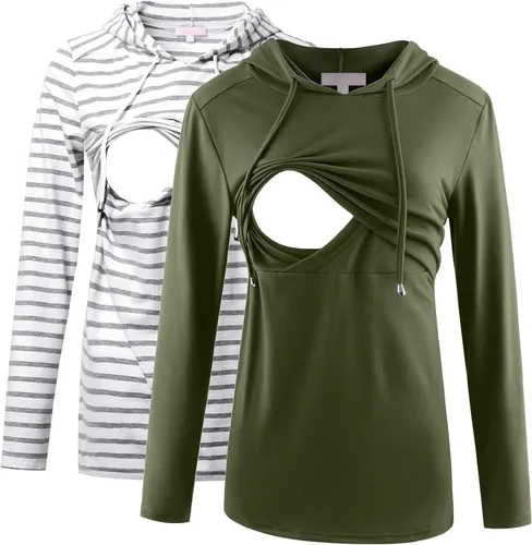Miniatura 59 de Bhome Camisa de lactancia de manga larga con capucha para lactancia materna