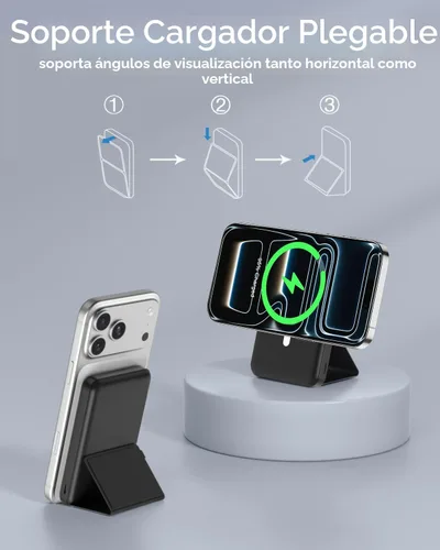 Miniatura 4 de podoru para Magsafe Paquete de baterías, banco de energía magnético plegable de 10000 mAh con cable USB-C, pantalla LED de 22.5 W PD de carga
