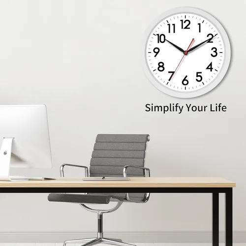 Miniatura 6 de AKCISOT Reloj de Pared Silencioso Sin Tic Tac Relojes de Pared Modernos Operados por Batería 10 Pulgadas, Reloj Clásico Pequeño Analógico Decorativo